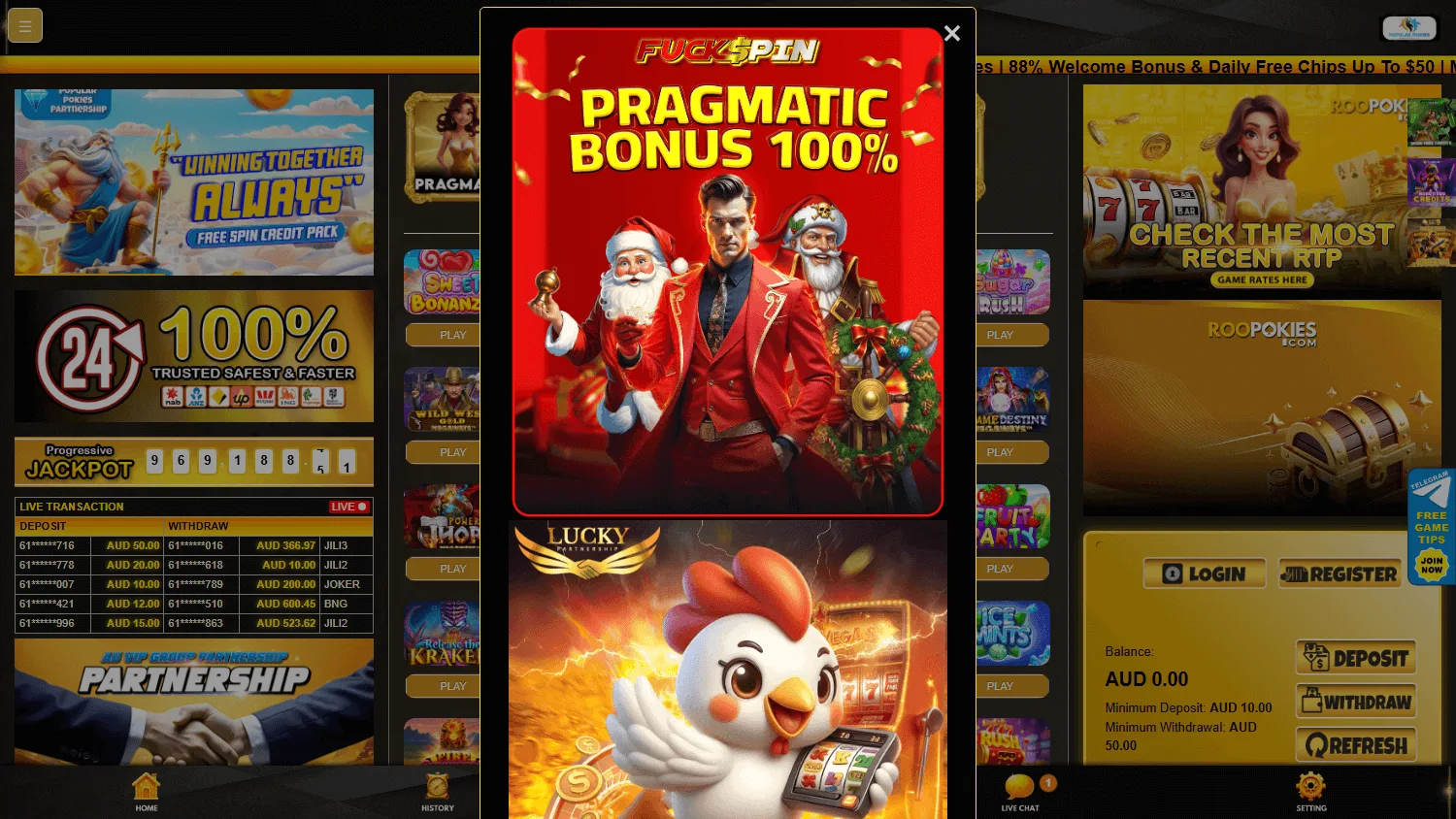 Roopokies Casino desktop home view