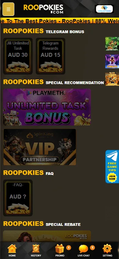 Roopokies Casino mobile promotions view